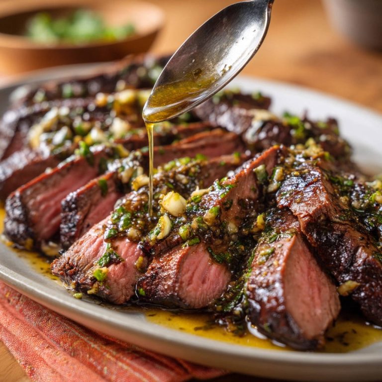 Juicy Flank Steak: Herb Sauce, No Dry Meat!