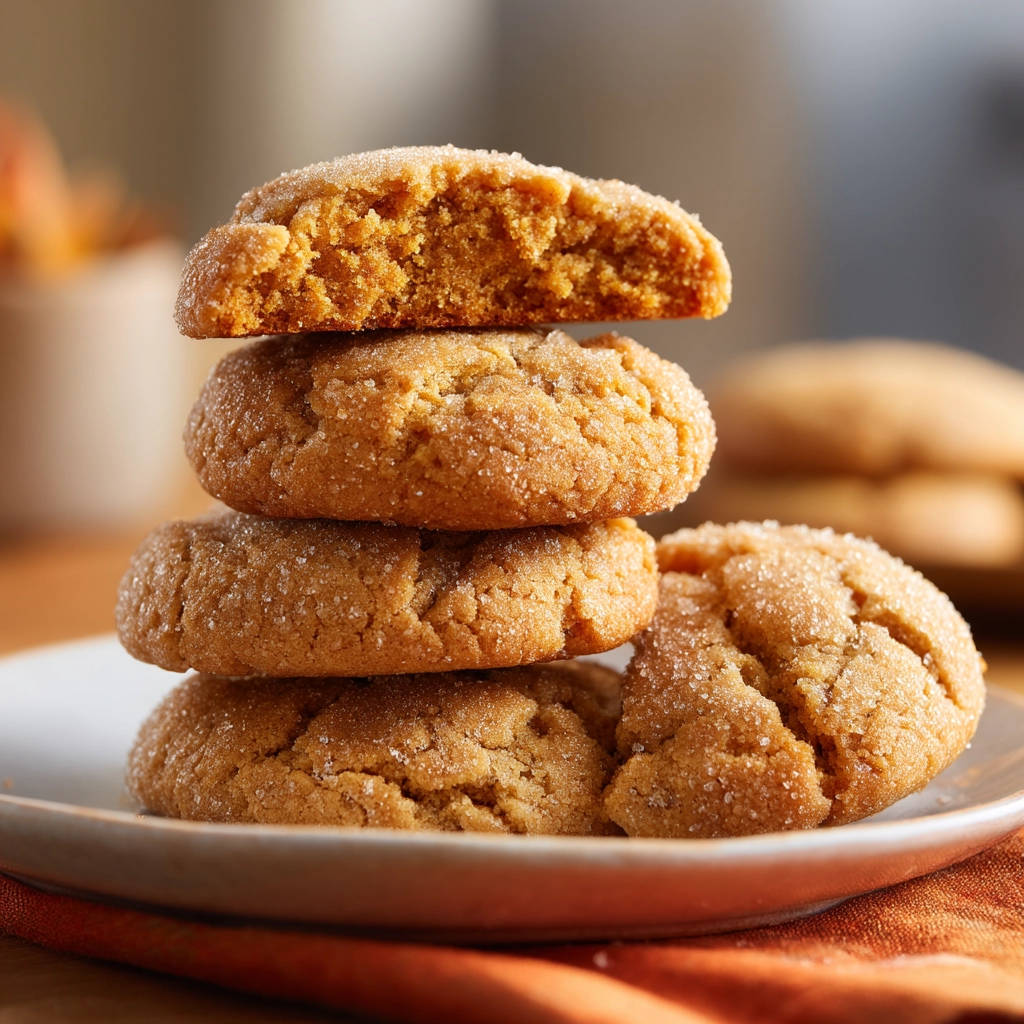 Classic spiced ginger cookies stacked high, with one cookie broken open to reveal its soft and chewy interior texture.
