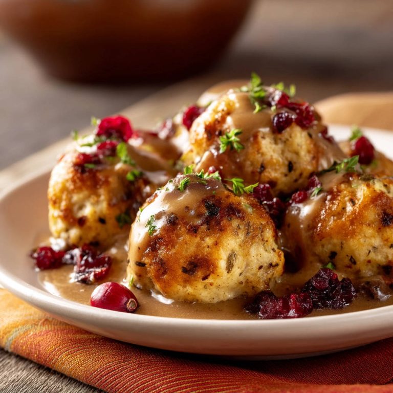 Turkey Meatballs with Cranberry Gravy