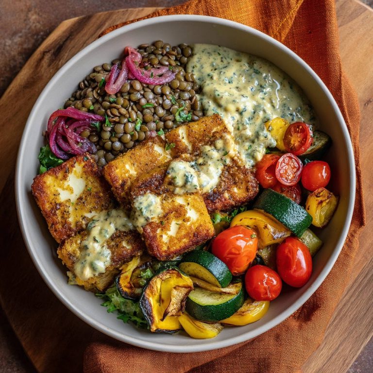 Crispy Halloumi Power Bowl: Roasted Veggies & More!