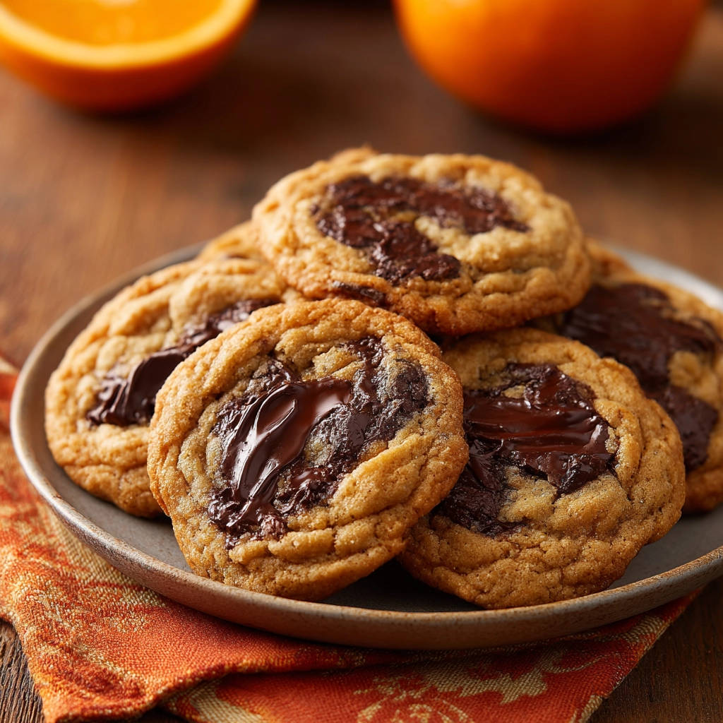 Classic chocolate chip cookies with gooey melted chocolate chips in a close-up detail shot.