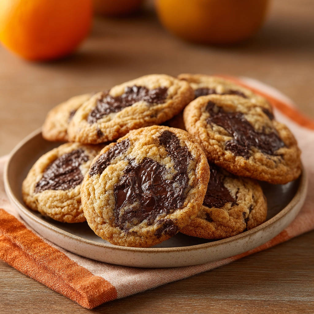 Classic chocolate chip cookies with gooey melted chocolate shown in a close-up view on a plate.
