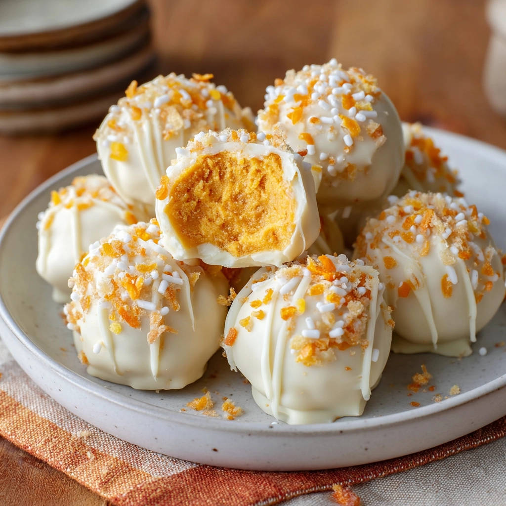Sweet dessert balls that hold their shape perfectly every time, shown with a close-up cross-section revealing the pumpkin-colored interior.