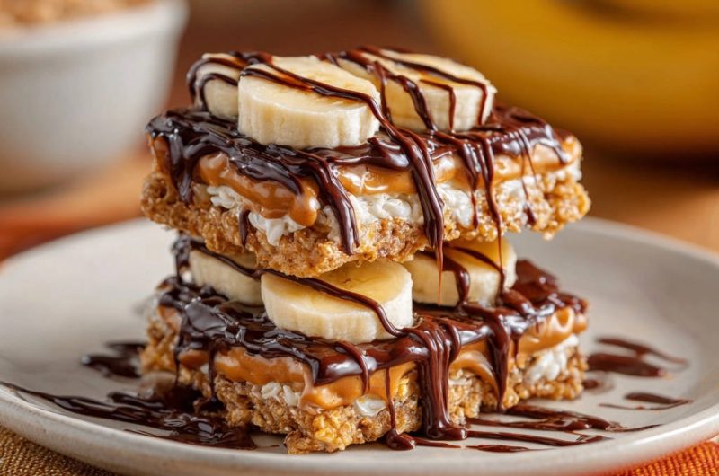 Crispy Banana Peanut Butter Stack