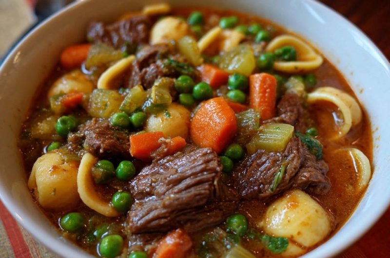 Hearty Beef & Pasta Stew