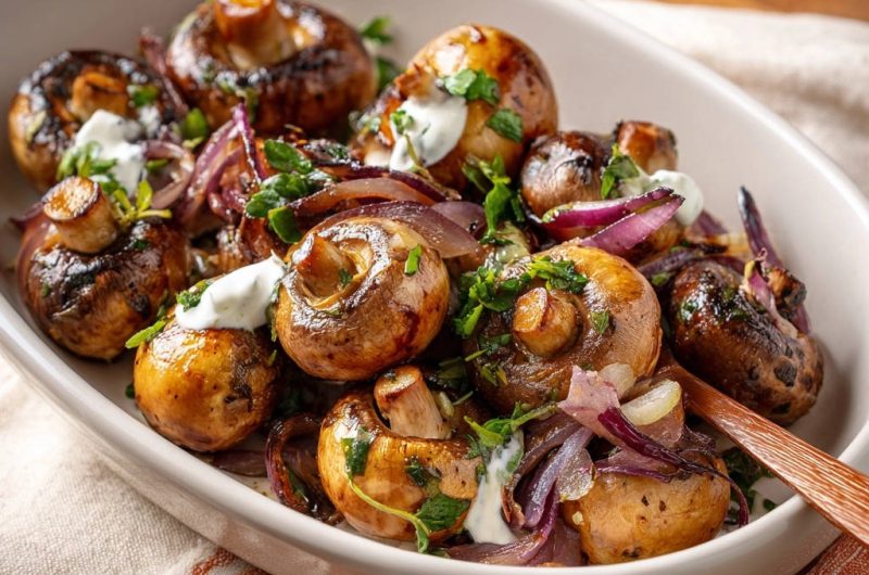 Roasted Garlic Mushrooms & Onions