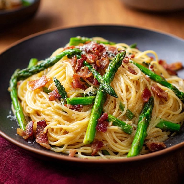 Speedy Spaghetti with Asparagus and Bacon: Sauce That Clings!