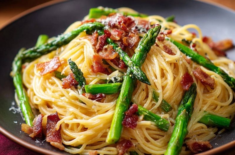 Speedy Spaghetti with Asparagus and Bacon