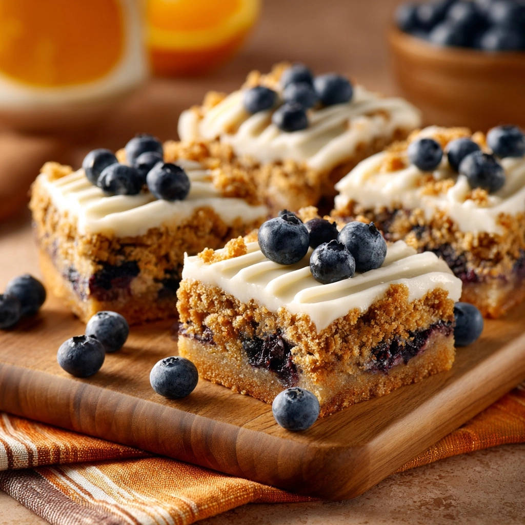 Blueberry crumble bars sliced and close-up, showcasing the layered texture and fresh blueberries on top.