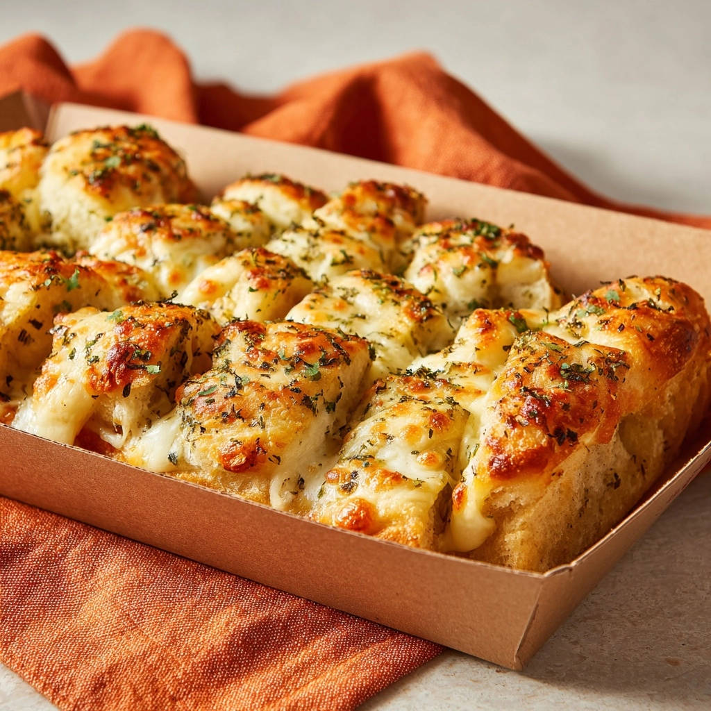 Cheesy garlic pull-apart bread fresh from the oven, showcasing melted cheese and herbs.