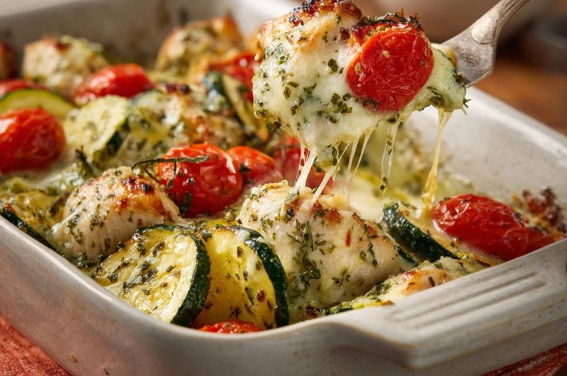 Cheesy Herb Chicken Zucchini Bake