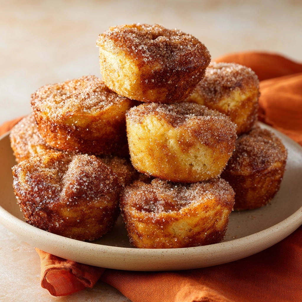 Cinnamon Sugar Puff Bites stacked on a plate, showcasing their fluffy texture and sugary topping.