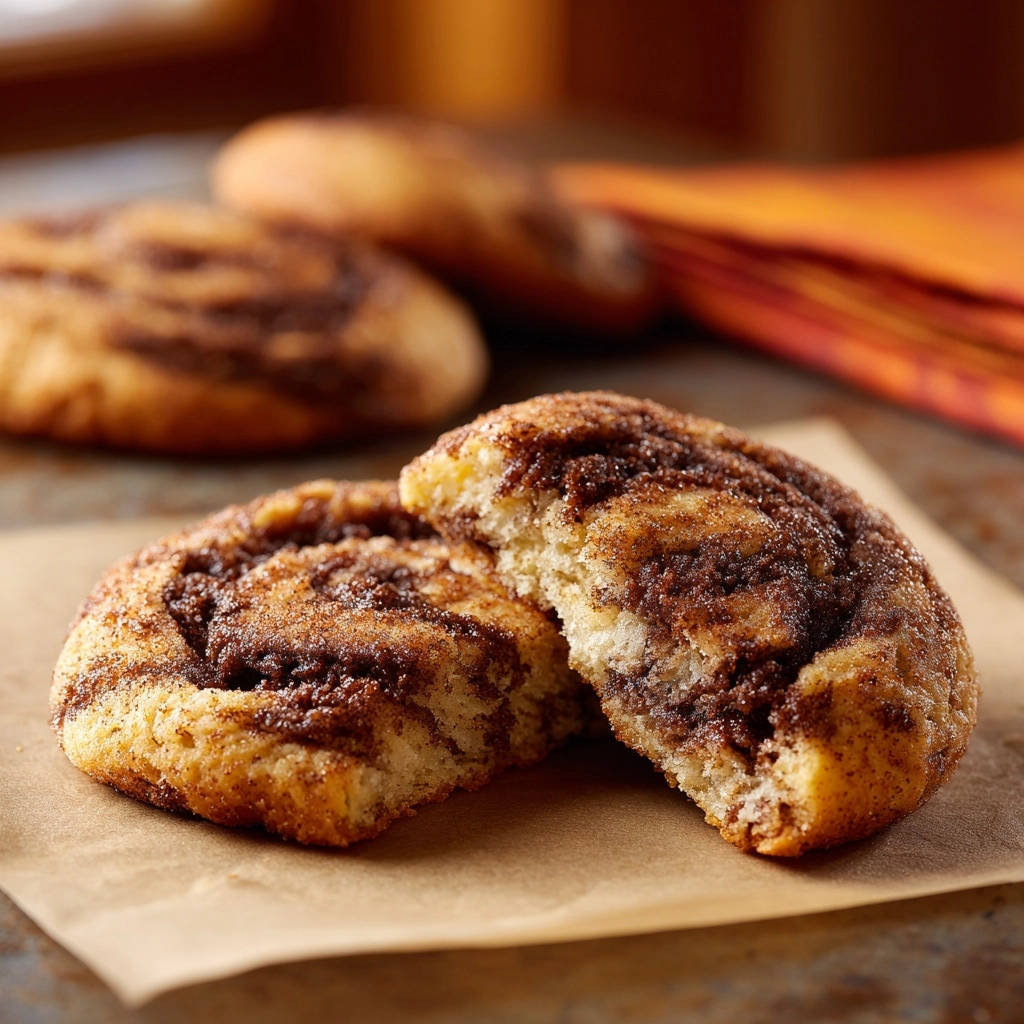 Cinnamon swirl cookies cross-section detail showing the soft interior and cinnamon sugar swirl.