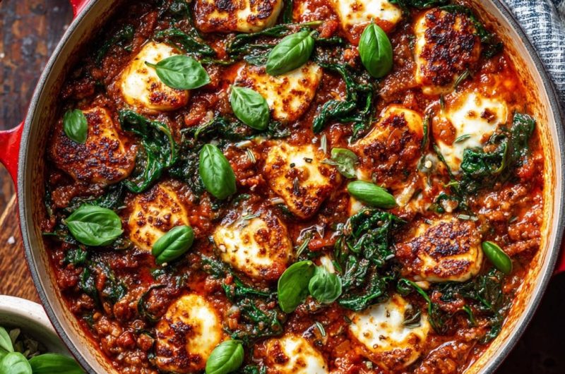 Halloumi Spinach Skillet