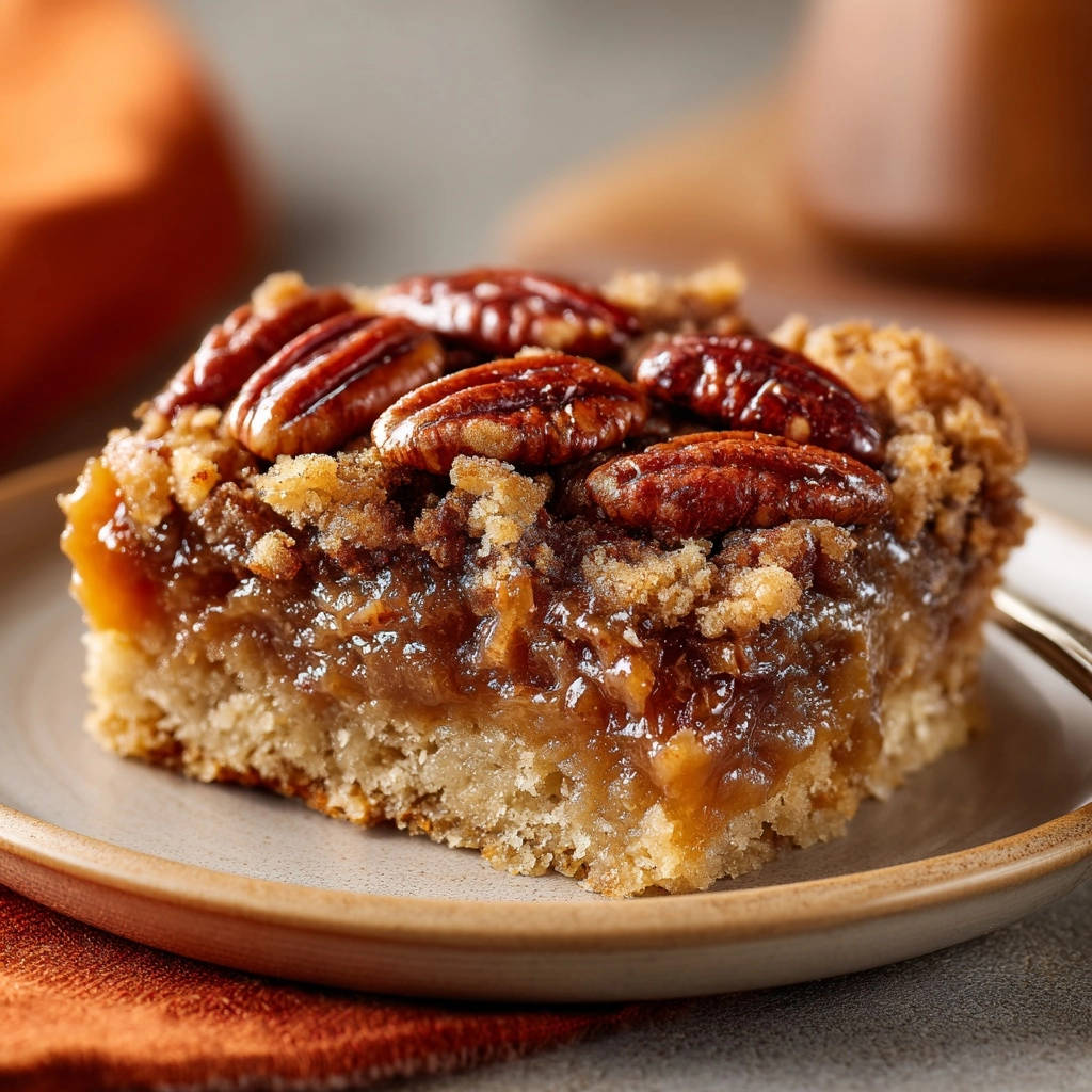 Classic Pecan Crumble Pie with a close-up view of the toasted pecan topping and crumbly crust.