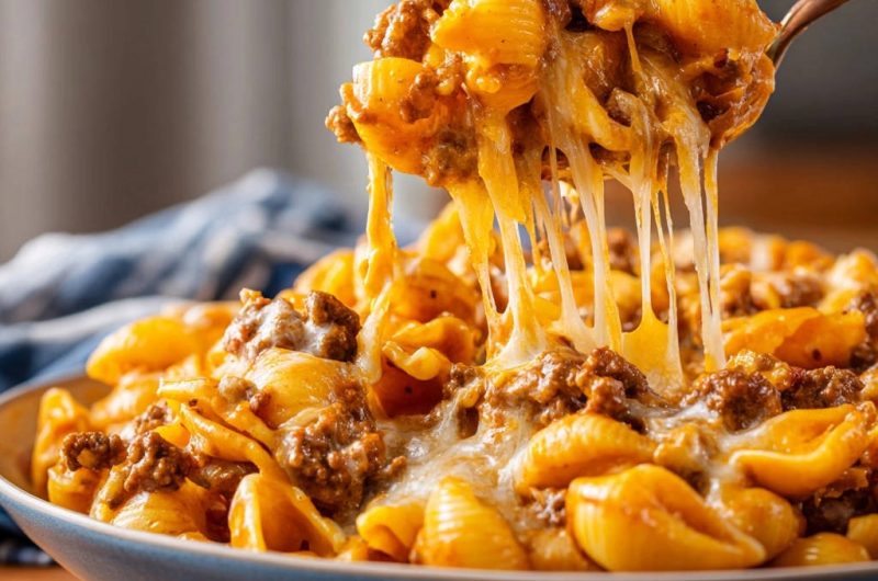 Cheesy Skillet Beef & Shells