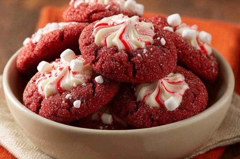 Festive Red Velvet Crinkle Cookies