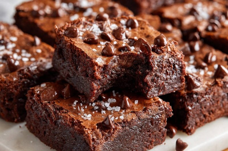 Fudgy Salted Chocolate Chip Brownies