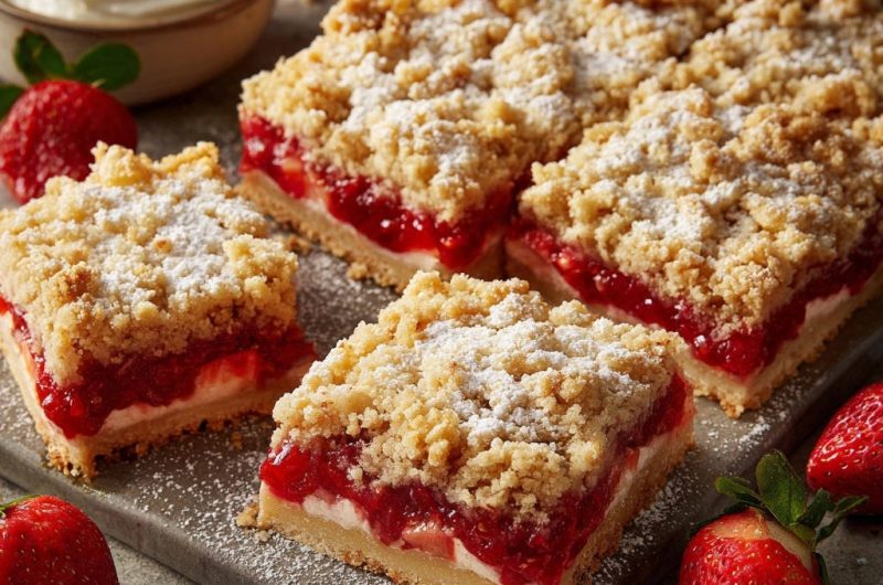 Strawberry Cream Crumb Bars