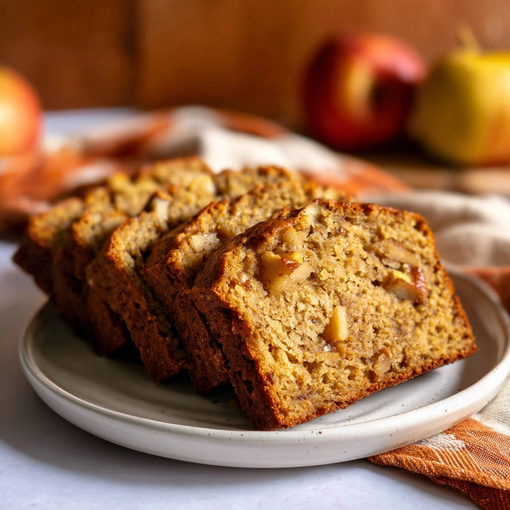 Apple cinnamon loaf showing a close-up of the sliced interior with visible chunks of apple.