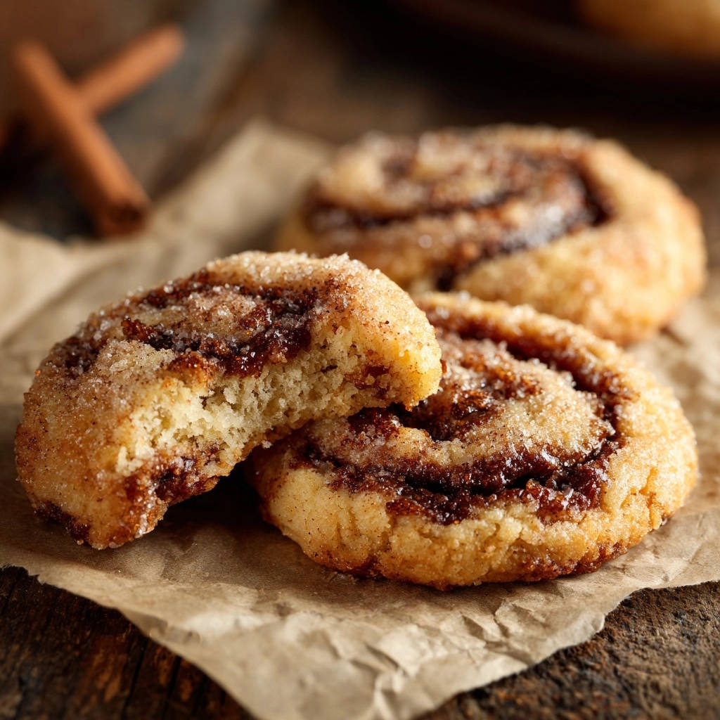 Classic cinnamon swirl cookies shown in a close-up cross-section, revealing their tender interior texture.