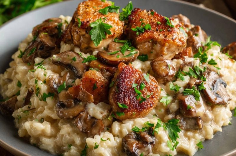 Creamy Mushroom and Seared Chicken Risotto