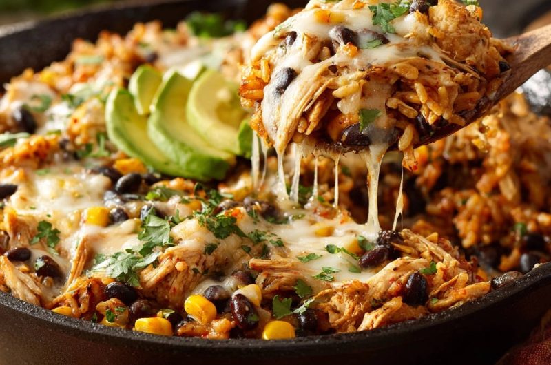 Cheesy Chicken & Rice Skillet