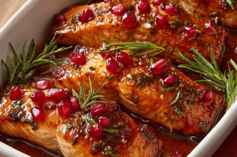 Pomegranate Rosemary Glazed Salmon