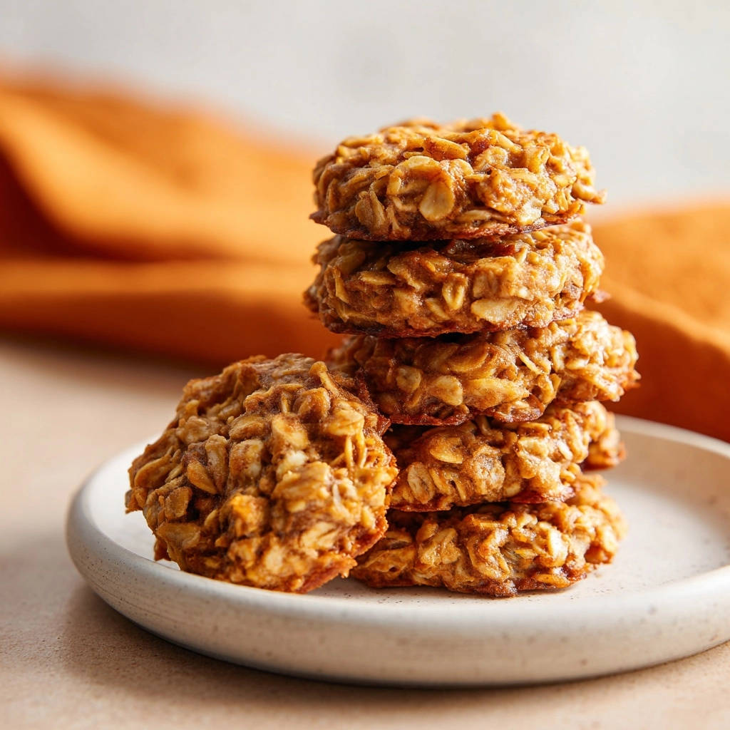 Wholesome Pumpkin Oat Bites stacked on a plate, showcasing their chewy texture and wholesome ingredients.