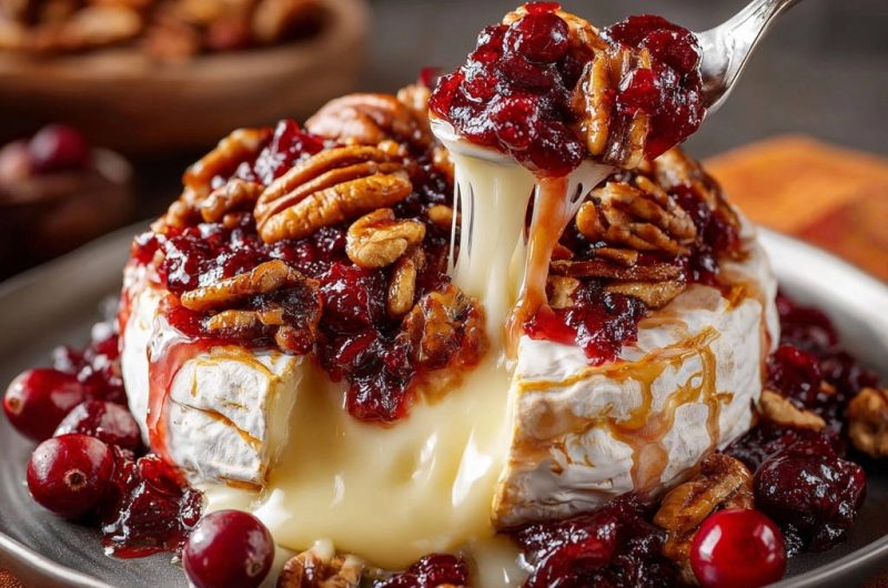 Baked Brie with Cranberry Pecan Topping