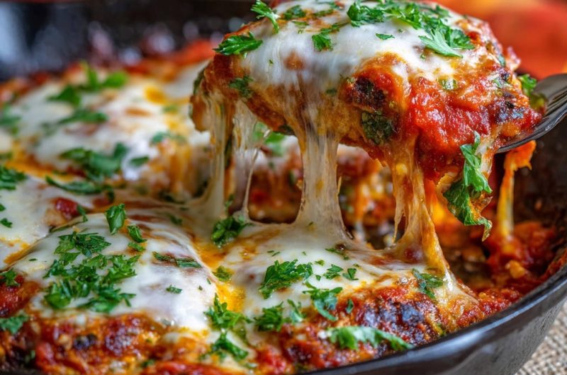 Skillet Meatballs with Marinara and Melty Mozzarella