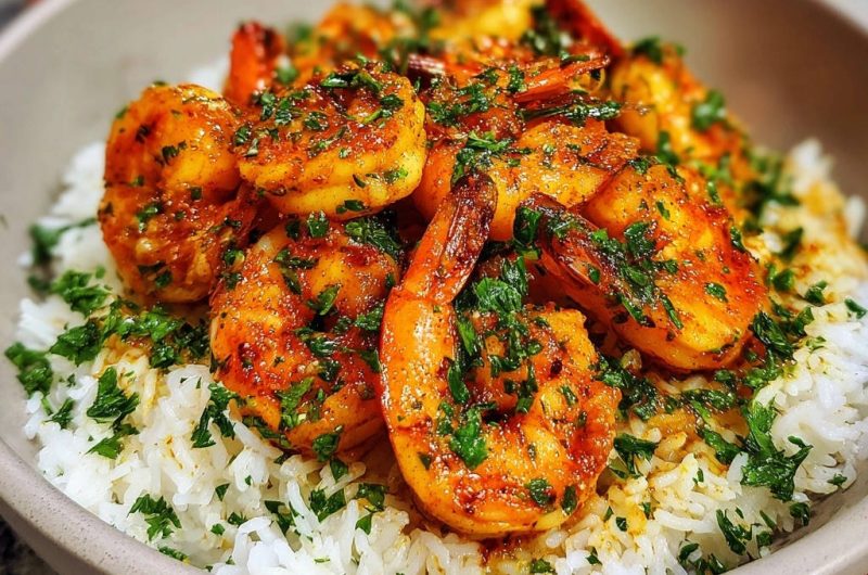 Zesty Garlic Herb Shrimp over Fluffy Rice