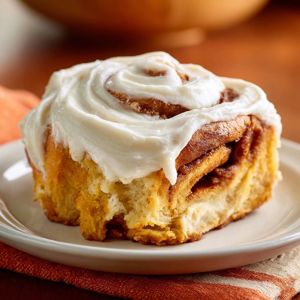 Amazing cinnamon rolls, a single fluffy pastry topped with thick white frosting, resting on a white plate.