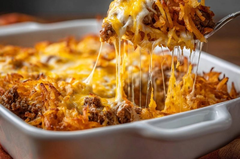 Cheesy Beef Hash Brown Bake