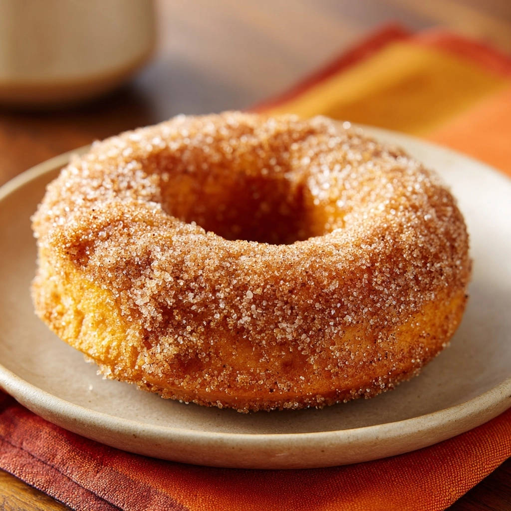 Homemade cinnamon sugar donuts shown plated with a close-up view of the textured cinnamon sugar coating.