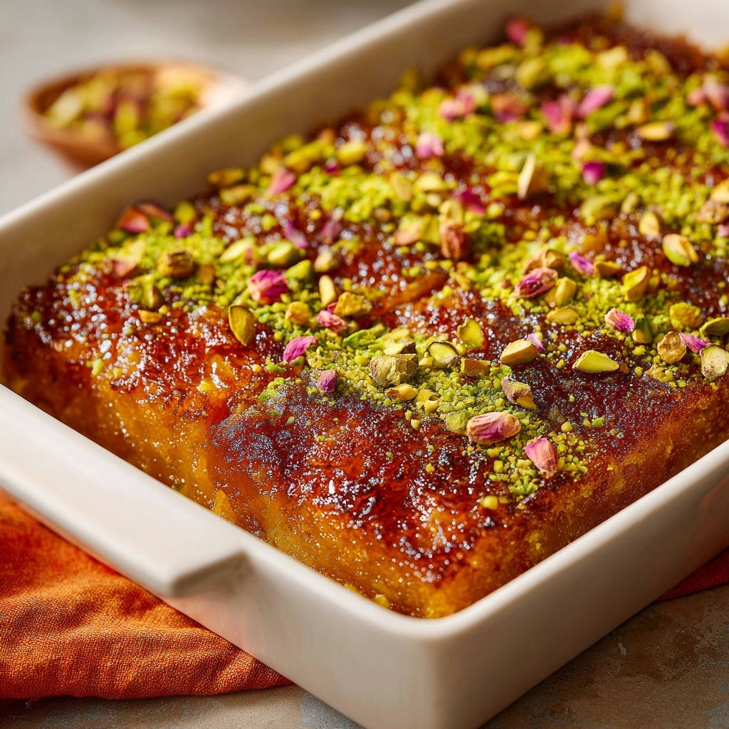 Pistachio Rose Sticky Buns with a glistening syrup topping and a generous sprinkle of pistachios and rose petals.