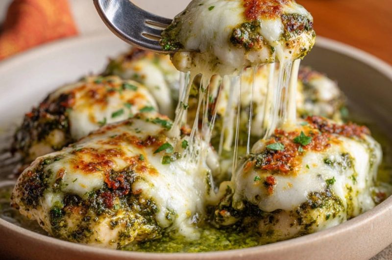 Cheesy Pesto Chicken Bake