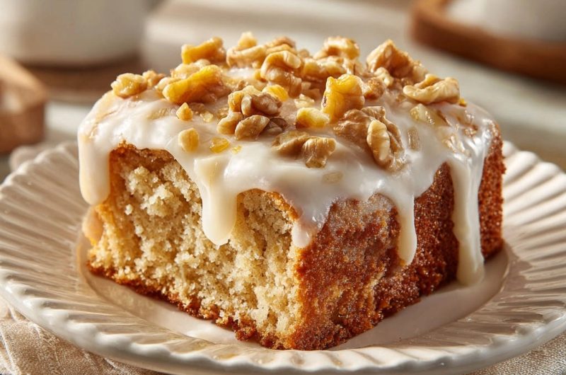 Classic Walnut Snack Cake with Glaze