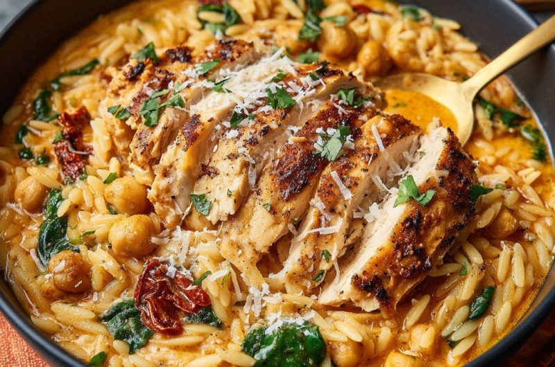 Creamy Sundried Tomato Orzo with Juicy Chicken