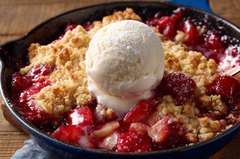 Easy Strawberry Skillet Crumble