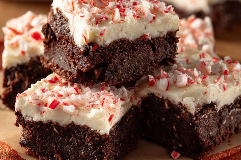 Winter Peppermint Fudge Brownies