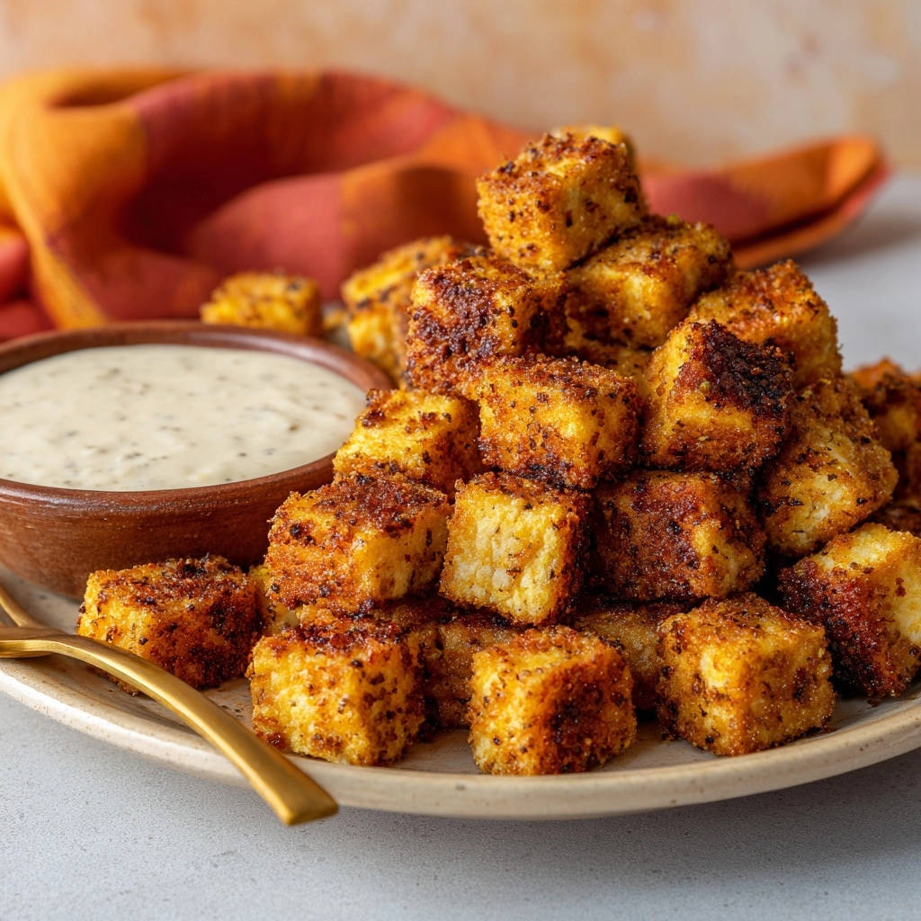Golden crispy cheese bites air fried and oven perfected, served piled high with a creamy dipping sauce.