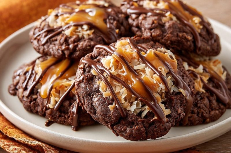 Fudgy Samoa-Style Caramel Coconut Cookies
