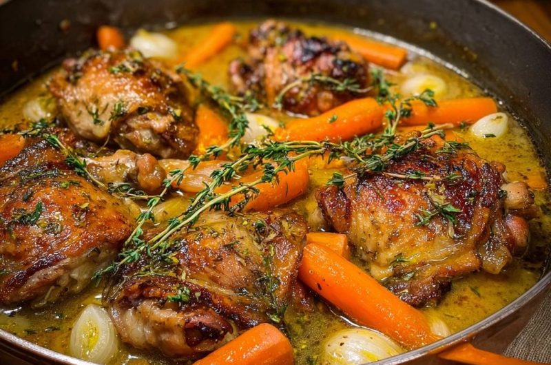Braised Chicken Thighs with Carrots and Thyme