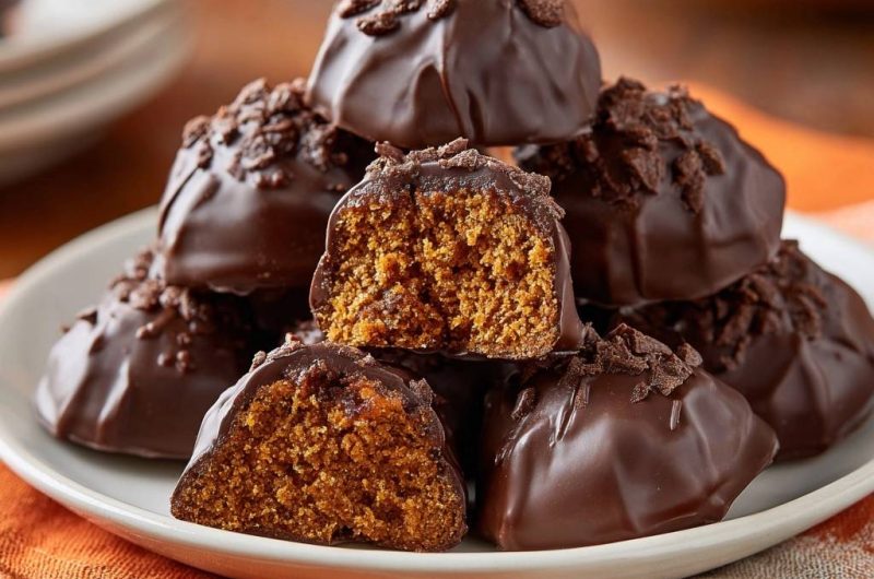 Chocolate Covered Pumpkin Cake Truffles