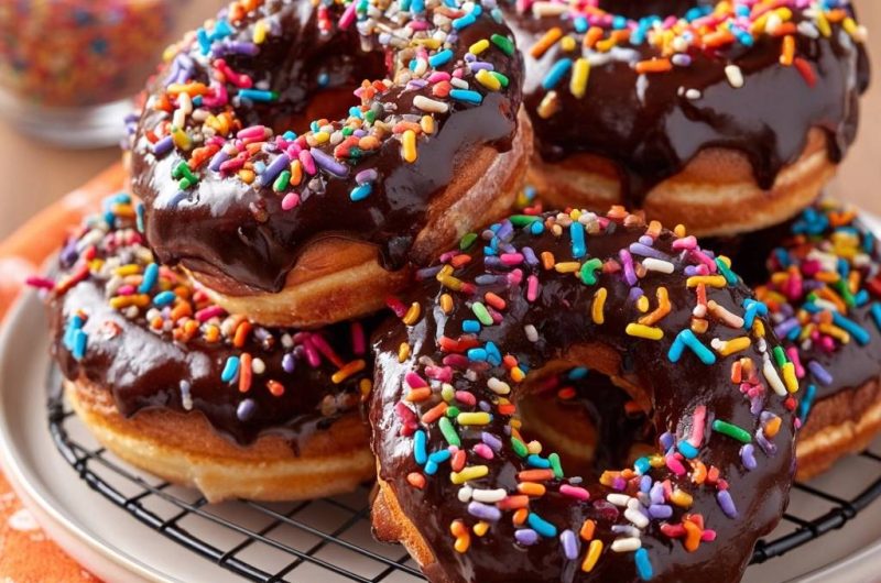 Chocolate Glazed Sprinkled Donuts