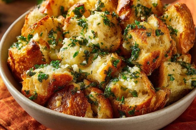 Crispy Garlic Parsley Croutons