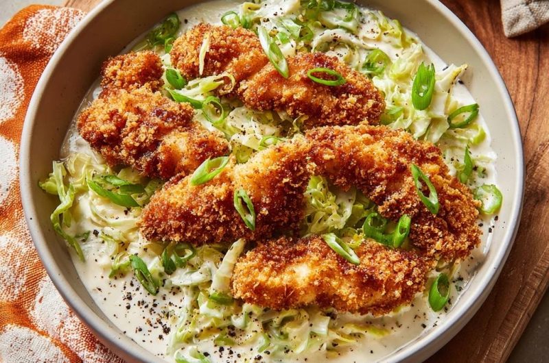 Crispy Panko Chicken Cabbage Bowl