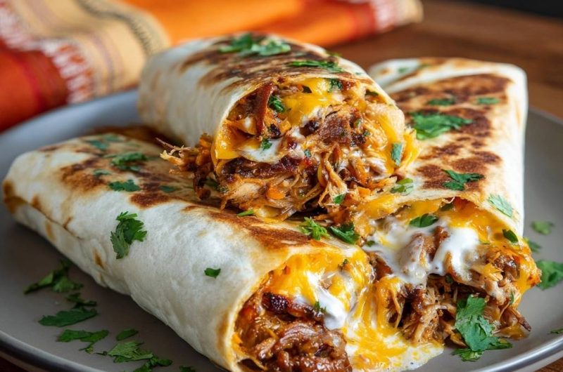 Crispy Pulled Chicken Burritos
