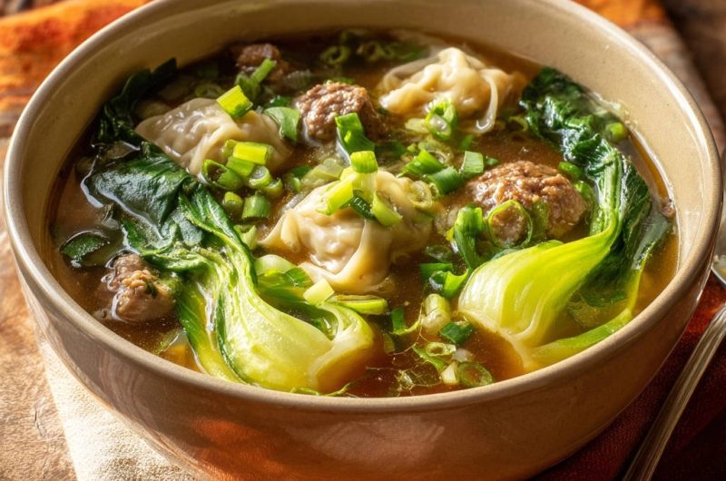 Easy Wonton Soup with Bok Choy